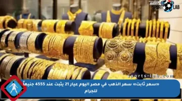 «سعر ثابت» سعر الذهب في مصر اليوم عيار 21 يثبت عند 4555 جنيهاً للجرام